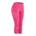 thumbnail image 4 of VV AVEORS Capri Leggings For Women Summer Stretch Capris High Waisted Pant Quick Dry Soft Workout Yoga Pants With Pockets Plus Size Hot Pink XL, 4 of 6