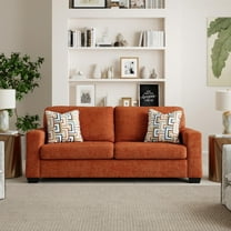 Roundhill Furniture Amoria Contemporary Plush Sofa with Accent Pillows, Rust Terra Chenille Upholstery