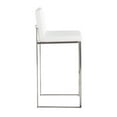 thumbnail image 3 of Fuji Contemporary High Back Barstool In Stainless Steel And White Faux Leather - Set Of 2, 3 of 7