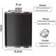 thumbnail image 4 of Nuevo, juego de regalo de petaca de acero inoxidable adecuado, petaca de 8 oz con funda de cuero negro, petacas de acero portátiles para L, 4 of 5