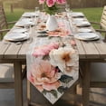 thumbnail image 6 of Pink Spring Floral Table Runner Linen Burlap Table Runner 72 Inches Long Vintage Pastoral Flowers Summer Botanical Dresser Scarves for Kitchen Island Coffee Dining Party Wedding Holiday Decor 14"x72", 6 of 8