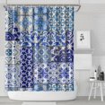 thumbnail image 2 of Extra Long Boho Shower Curtain 72x84 Inches - Vintage Floral & Tropical Leaves Pattern, Waterproof Bohemian Bathroom Decor with 12 Hooks, Tribal Rustic Style, 2 of 5