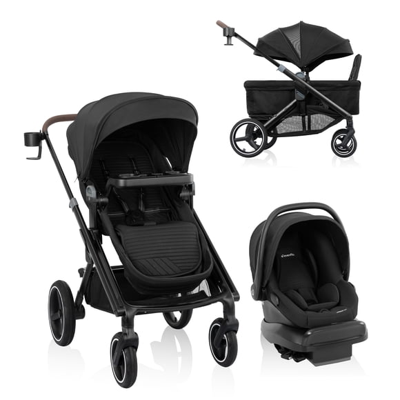 Evenflo Transformer Système de Voyage Poussette-Wagon avec Litemax NXT Siège d'Auto pour Bébé (Siège 0-2 Ans, Wagon 0-6 Ans)
