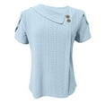 thumbnail image 4 of HOMBOM Light Blue Womens Tops Clearance Under $10 Short Sleeve Casual V-Neck Solid T-Shirts XL, 4 of 5