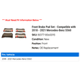 thumbnail image 2 of Front Brake Pad Set - Compatible with 2018 - 2021 Mercedes-Benz S560 2019 2020, 2 of 2