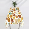 thumbnail image 6 of 70''S Retro Floral Tablecloth, Boho Abstract Yellow Orange Flowers Groovy Table Cover for Country Farmhouse Kitchen Dining Room Party Picnic Table Decor 60x84inch, 6 of 6