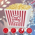 thumbnail image 3 of (2) Large Plastic Popcorn Tubs White & Red Popcorn Bucket Reusable Container for Family Home Movie Nights Summer Spring Holiday Carnival Birthday Themed Party Decorations t & CUSTOM Storage Carrier, 3 of 8