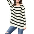 thumbnail image 6 of Unique Bargains Women's Striped Round Neck Drop Shoulder Loose Sweater, 6 of 8