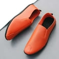 thumbnail image 5 of Avrnliq Mens Slip On Loafers Casual Shoes, Lightweight Comfort Fit & Non-Slip, Synthetic Faux Leather in Vibrant Orange,Size 40, 5 of 9
