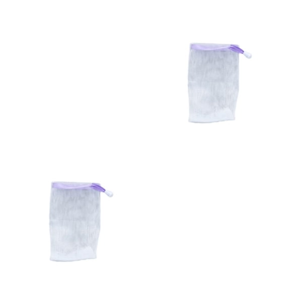 Advancent Gel Jabón Bolsas Limpiador facial Malla Baño corporal Herramienta de limpieza de la piel de red de burbujas Espuma hecha a mano Púrpura 2Conjunto