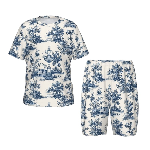 Balery Vintage Floral 1 Conjunto de Pijama Infantil de Manga Corta con Estampado – Ropa de Dormir de Algodón Suave-Medium