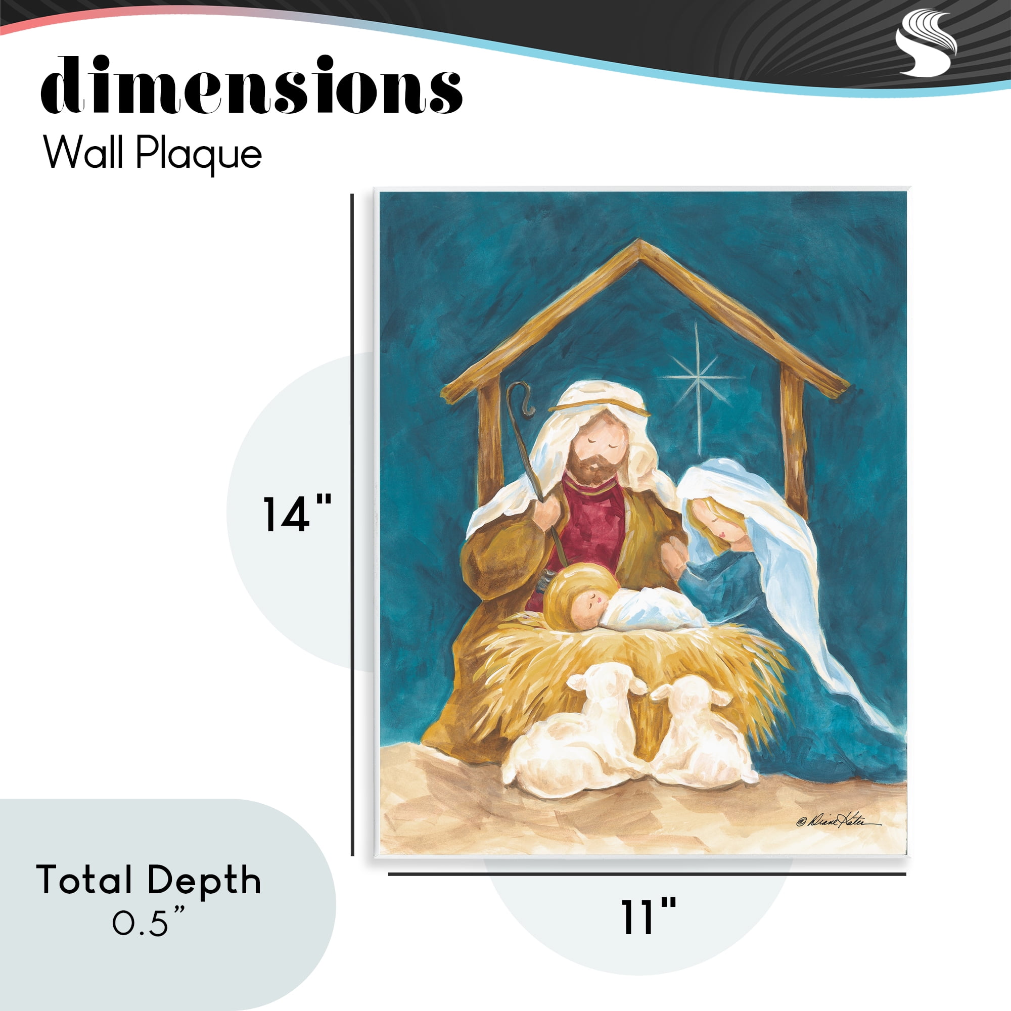 Comforting Nativity Painting Wall Plaque Art, design by Diane Kater