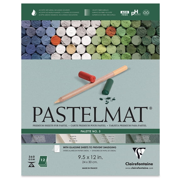 Clairefontaine Pastelmat Pad - 9-1/2" x 12", Palette No. 5, 12 Sheets