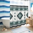 thumbnail image 5 of No Hook Shower Curtain with Built-in Rings - Boho Washable Waterproof Fabric Bathroom Curtains for Hotel,Rentals, 60 X 72 Inch Long , Southwest Aztec Pattern Green, 5 of 9
