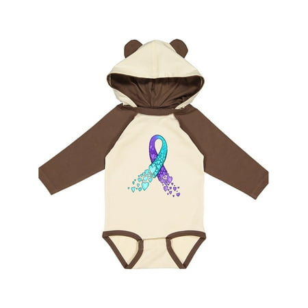 

Inktastic Suicide Prevention Ribbon with Blue and Purple Hearts Gift Baby Boy or Baby Girl Long Sleeve Bodysuit