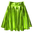 thumbnail image 5 of Haitryli Women Shiny Metallic Skater Flared Skirts Holographic High Waist Pleated Skirts Dancewear Green L, 5 of 7