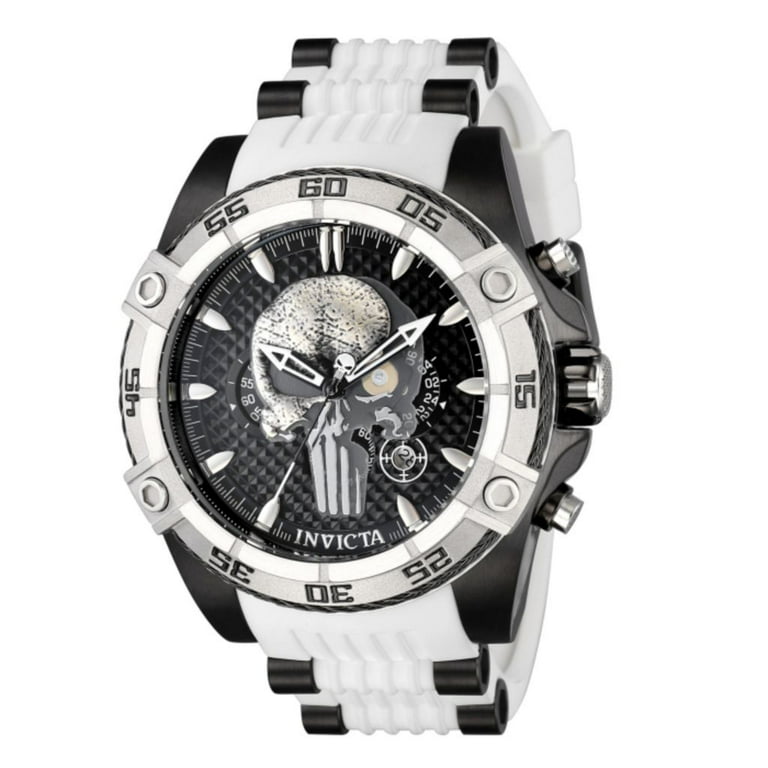 Invicta Marvel 52mm Punisher Quartz Chrono Silicone Strap Watch