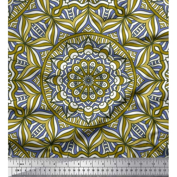 Soimoi Poly Georgette Fabric Mandala Kaleidoscope Print Fabric by The Yard 52 Inch Wide