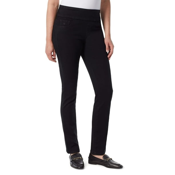 Pantalones Gloria Vanderbilt Amanda de tiro alto con cintura elástica negros talla 14 Regular