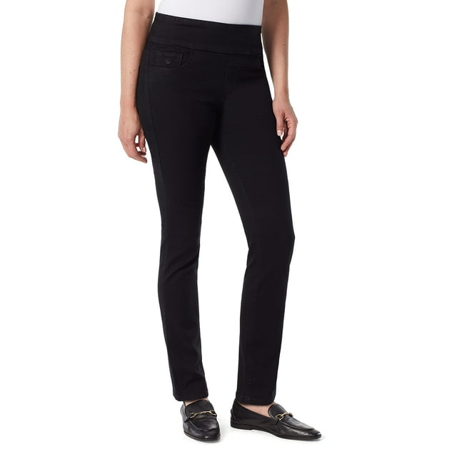 Pantalones Gloria Vanderbilt Amanda de tiro alto con cintura elástica negros talla 14 Regular