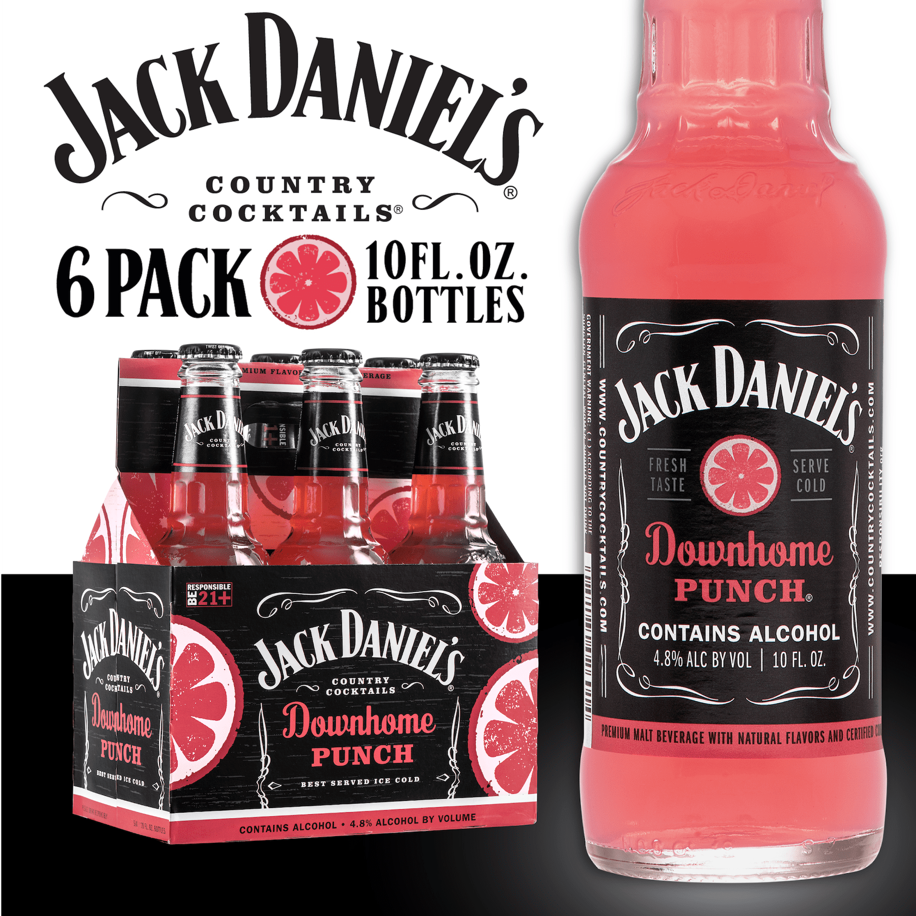 Jack Daniel's Country Cocktails Downhome Punch, 6 Pack, 10 oz Bottles -  