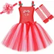 thumbnail image 4 of Vestido de Navidad para niñas, rojo, blanco, fiesta de Navidad, disfraz de bastón de caramelo, vestidos de tul con tutú para niños pequeños, ropa para fiestas navideñas, 4 of 5
