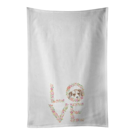 

Beagle #4 LOVE White Kitchen Towel Set of 2 19 in x 28 in