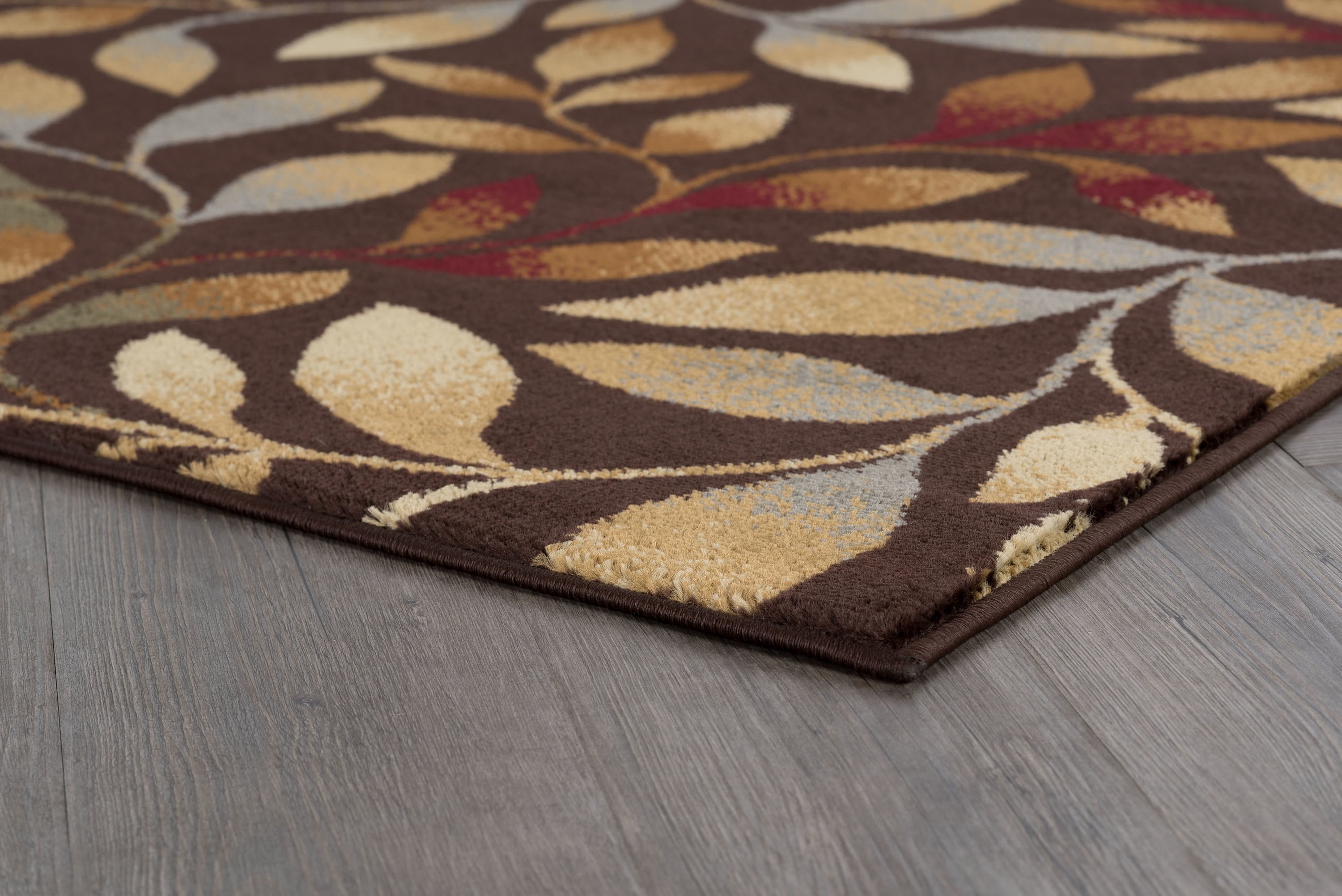 Transitional 8x10 Area Rug (7'6'' x 9'10'') Floral Brown, Red Living Room Easy to Clean