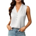 thumbnail image 2 of RYDCOT Vest for Women V Neck Button Down Sleeveless Business Casual Vest Tops Dressy Satin Vests White, 2 of 8