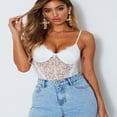 thumbnail image 5 of PENGXIANG Combinaison Sans Manches Slim pour Femmes Dentelle Extensible Col en V Justaucorps Bodycon, 5 of 5