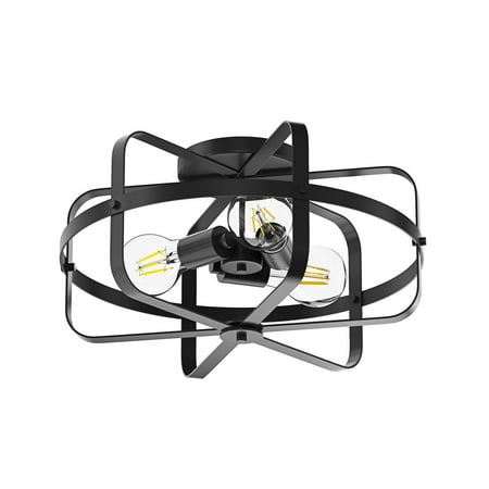

Aiwen Modern Home Decorative Light Fixture Clasic Flush Mount Ceiling Lamp with Black Metal Cage Shade