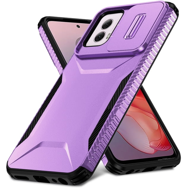 ELEHOLD for Moto G Power 5G 2024 Case,Military Grade Drop Protection Heavy Duty Non-slip Rugged Shockproof Protective Case with Slide Window Cover for Moto G Power 5G 2024,Purple