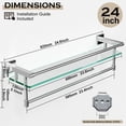 thumbnail image 4 of Bathroom Glass Shelf with Full-coverage Railing, Floating Tempered Glass Bathroom Wall Shelf Rectangle 24 Inch Shelves Chrome Polished Bracket Mount Modern, 4 of 9