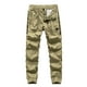 thumbnail image 1 of Pantalones largos para hombre, moda informal, cómodos, sólidos, con bolsillos, con cordón ajustable, pantalones regulares de poliéster para hombre., 1 of 8
