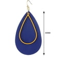 thumbnail image 3 of Women's Faux Leather Open Cut Metal Teardrop Dangle Pierced Earrings, Navy/Mustard, 3 of 3