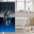 thumbnail image 3 of Manfei Countryside Bass Fish Shower Curtain 72Wx84L, Water Splash Bathroom Shower Curtain, Green Blue, 3 of 5