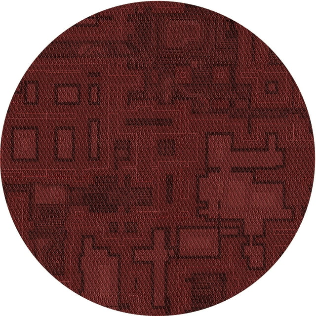 Ahgly Company Tapis Rond Lavable en Machine Intérieur Transitionnel Rouge Nuit, 3 Pieds Rond
