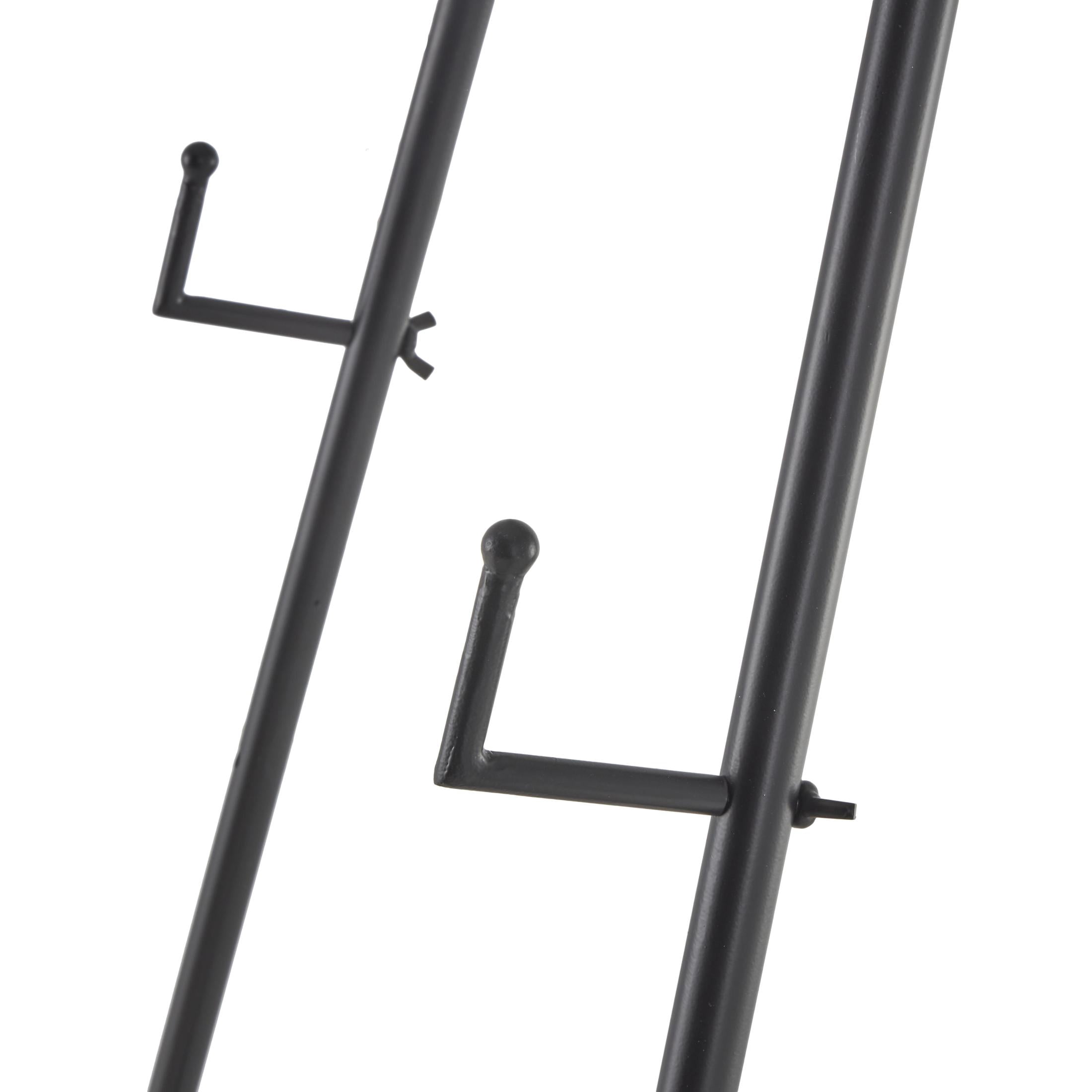 DecMode 22" x 54" Black Metal Slim Foldable Floor 2 Tier Easel with Wrapped Rattan Accents, 1-Piece