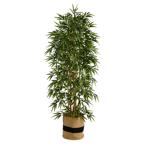 Nearly Natural 6' Bamboo Artificial Tree in Handmade Natural Cotton Planter