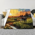 thumbnail image 1 of Balery Oil Painting Style Pasture Cow Manta de Franela con Dibujo, Lujo Ultra Suave y Cálido, Antipelusa y Resistente a las Arrugas para Cama, Sofá, Camping -60"x50", 1 of 6