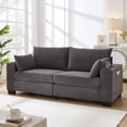 thumbnail image 4 of 78" Corduroy Sofa,3 Seater Sofa with Extra Deep Seats,Modern Upholstered Couch with USB,Cup Holders & Side Pocket,2 Pillows for Living Room,Gray, 4 of 8