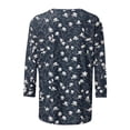 thumbnail image 5 of Craaazy Hauts Tendance pour Femmes Grande Taille Coupe Ample Imprimé Floral Col Rond Style Décontracté Blouse Manches 3/4 pour Printemps, Été, Sorties Quotidiennes, 5 of 5