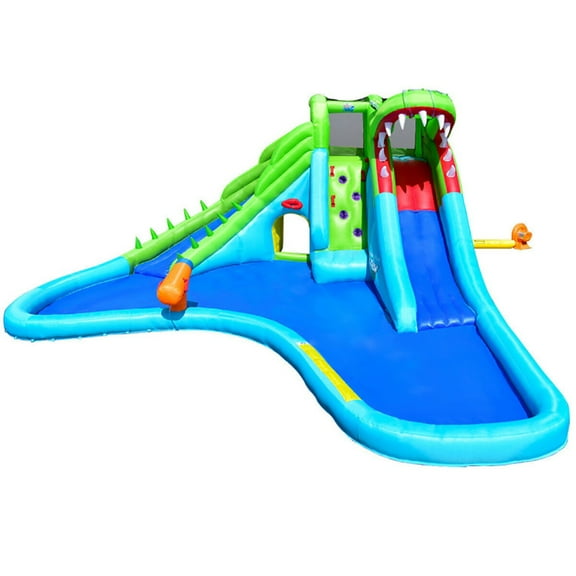 Canddidliike Crocodile Themed Inflatable Dual Slide Bounce House Without Blower, Bounce House for Kids and Toddler, Inflatable Bouncy Castle, Outdoor Indoor Backyard Jumping House