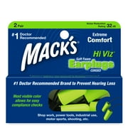Mack’s Hi Viz Soft Foam Earplugs, 2 Pair – Most Visible Color, Easy Compliance Checks, 32dB High NRR – Comfortable, Safe Ear Plugs for Shop Work, Industrial Use, Motor Sports and Shooting