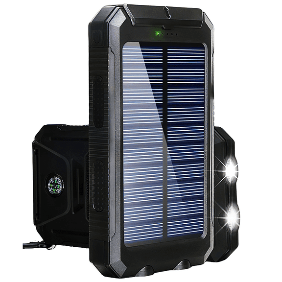 20000mAh Solar Charger for Cell Phone, DFITO Portable Solar Power Bank with Dual 5V USB Ports, 2 Led Light , Compass Battery Pack for Outdoor Camping Hiking