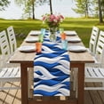 thumbnail image 4 of Table Runners 70 Inches Long Dress Scarves, Blue White Moire Farmhouse Coffee/Dining/Kitchen Table Decor, Holiday Table Runner, Modern Abstract Art 13x70 Inch, 4 of 9