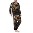 thumbnail image 6 of Salouo Vintage Metal Dragon Print Button-Front Long Sleeve Pajama Set for Men, Soft 2Pjs Men's Long Sleeve Sleepwear -XX-Large, 6 of 7