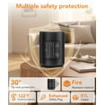 thumbnail image 4 of KNDKO 1500W Space Heater, Portable Heater Fan with PTC Ceramic Heater, Remove Control & LED Screen, 24H Timer, 4 Modes and Tip-Over Protection, Black, 4 of 7