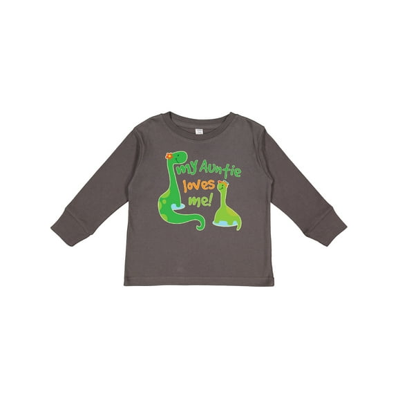 Inktastic My Auntie Loves Me Dinosaur Boys Long Sleeve Toddler T-Shirt