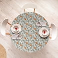 thumbnail image 4 of Ambesonne Fox Fitted Round Tablecloth, Doodle Style Forest Design, 36"- 40" Diameter, Orange White, 4 of 5
